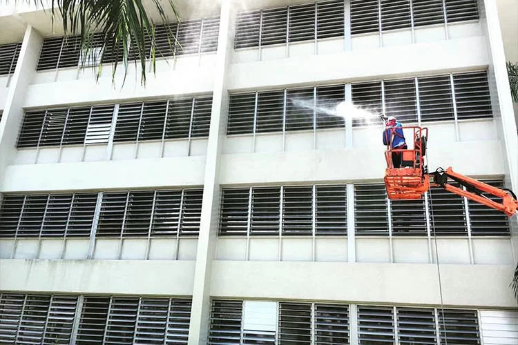 business building pressure washing